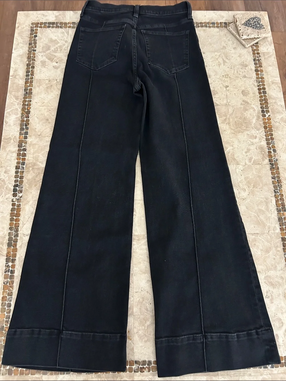 J.Crew Pintuck Wide Leg Denim Trouser - Black - Size 26